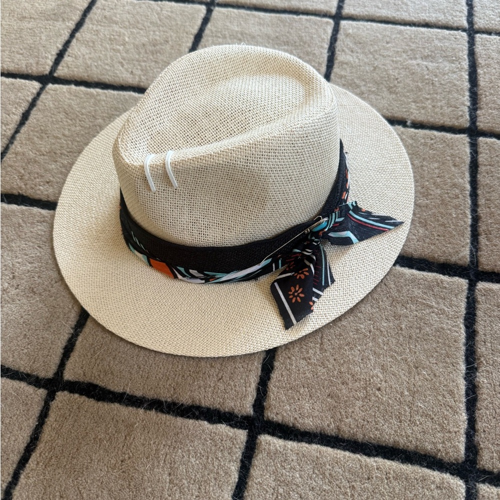 Stylish Cream Fedora Hat with Black Band